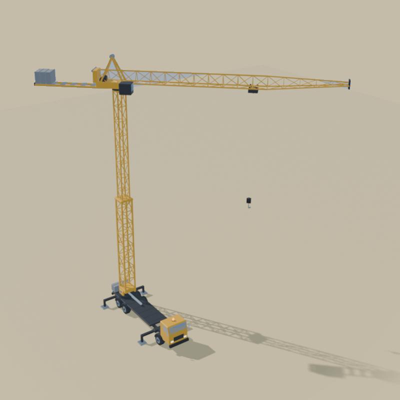 A mobile tower crane with its jib extended.