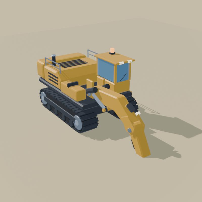 A tracked excavator mid-dig.